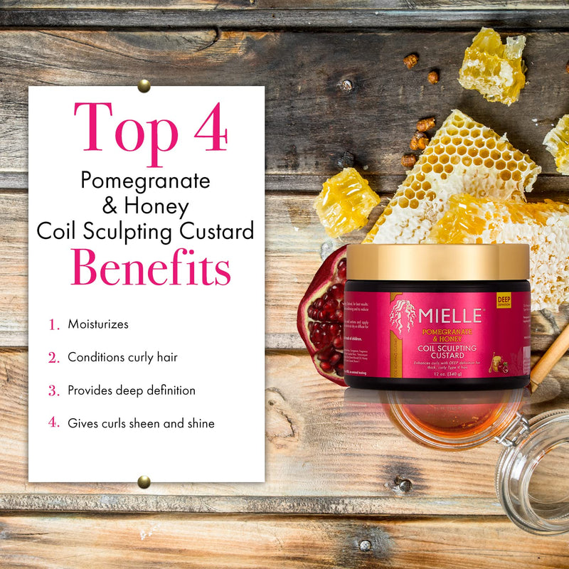 [Australia] - Mielle Organics Pomegranate & Honey Coil Sculpting Custard for Type 4 Hair, 12 Ounces 