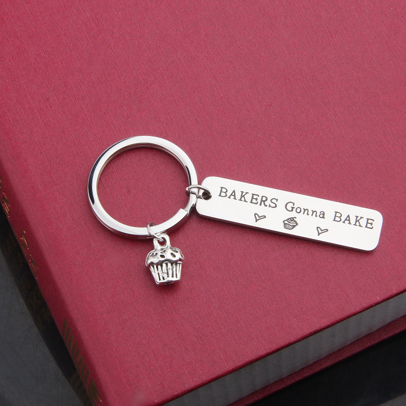 [Australia] - ENSIANTH Baker Gift Bakers Gonna Bake Keychain Cupcake Charm Jewelry Baking Theme Keychain Pastry Chef Gift Baker Keychain 