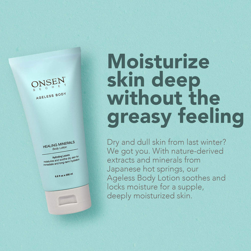 [Australia] - Onsen Secret Natural Daily Moisturizing Body Lotion w/ Smoothing Organic Shea Butter for Normal to Dry Skin w/ Healing Minerals, Jojoba, Aloe Vera, Vitamin E & Rice Bran Non-Greasy (Hydrating Leaves) Hydrating Leaves 