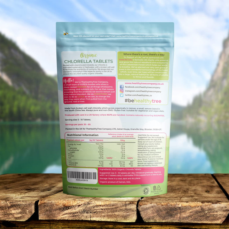 [Australia] - Organic Chlorella Tablets by TheHealthyTree Company - High in Vitamin B12 and E, Iron, Protein and Amino Acids - UK Certified Cracked Cell Wall Vegan Chlorella, 300 x 500mg (150g) 300 Count (Pack of 1) 