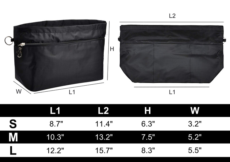 [Australia] - Vercord Purse Organizer Insert Bag Tote Handbags Pocketbook Inserts Organizers Zipper 11 Pockets Black Small 