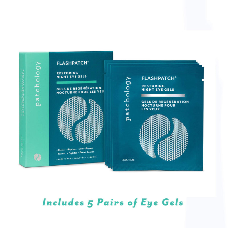 [Australia] - Patchology Restoring Night Eye Gels - Under Eye Patches For Dark Circles and Puffy Eyes Care - Hydrating Eye Mask Patch with Retinol - Eye Bags, Puffiness & Wrinkles Reducer (5 Pairs) 