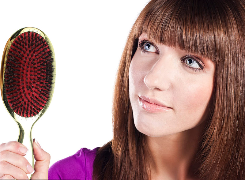 [Australia] - VinBee Paddle Hair Extension Brush Massage Hair Brush Professional Detangle Brush Comb Oval Anti-static Hair CombÔºàGoldÔºâ gold 