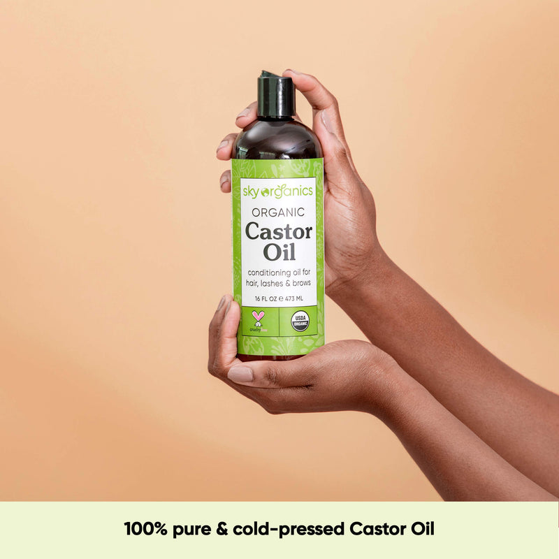 [Australia] - Castor Oil USDA Organic Cold-Pressed (16oz) 100% Pure Hexane-Free Castor Oil - Conditioning & Healing, For Dry Skin, Hair Growth - For Skin, Hair Care, Eyelashes - Caster Oil By Sky Organics 15.99 Fl Oz (Pack of 1) 