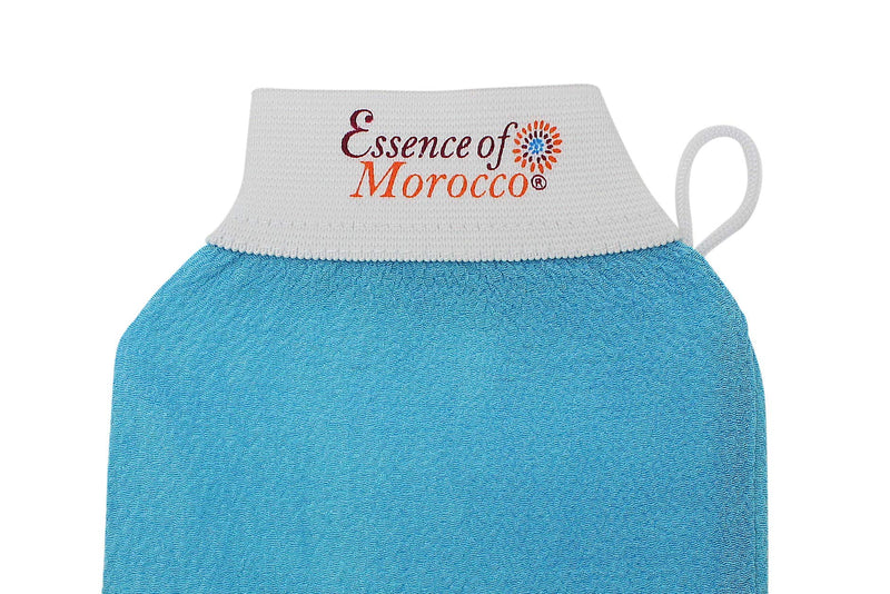 [Australia] - Moroccan Exfoliating Kessa Glove Blue Hammam Exfoliation Scrubbing Mitt Spa Scrub Made in Morocco Premium Quality (Triple Pack) Pack of 3 