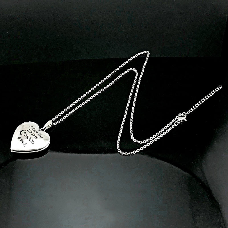 [Australia] - YOUFENG Love Heart Locket Necklace That Holds Pictures Engraved I Love You to The Moon and Back Photo Lockets Moon & Back locket 