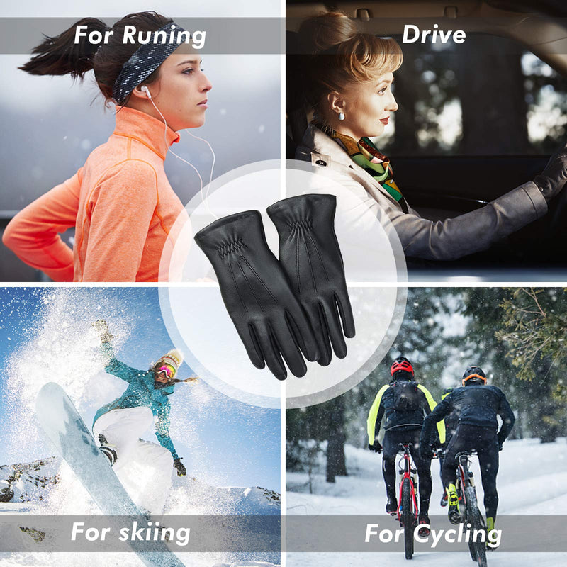 [Australia] - WANSIHE - Sheepskin Leather Gloves For Women, Thermolite Lining Cotton Warm Gloves, Touchscreen Texting Driving Winter Gloves Small/Medium 