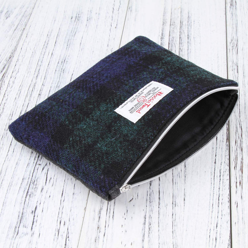 [Australia] - Harris Tweed Plaid Tartan Zipped Purse Cosmetic Toiletry Makeup Pouches Bag (Green Tartan) Green Tartan 