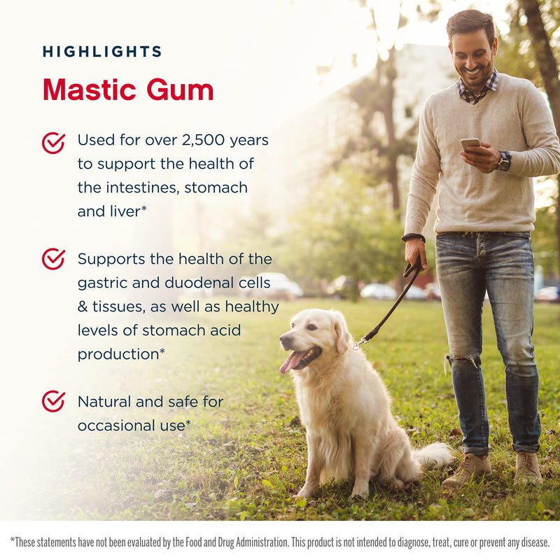 [Australia] - Jarrow Formulas Mastic Gum 1000 mg - 60 Veggie Caps - Natural Formula Supporting Stomach, Duodenal & Oral Health - 30 Servings 60 Count (Pack of 1) 