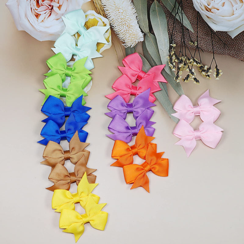 [Australia] - 40Pieces Baby Girls Clips 2" Mini Hair Bow Grosgrain Ribbon Hair Bows with Fully Ribbon Lined Alligator Clips for Baby Girls Infant Toddlers Kids 20 Colors in Pairs 