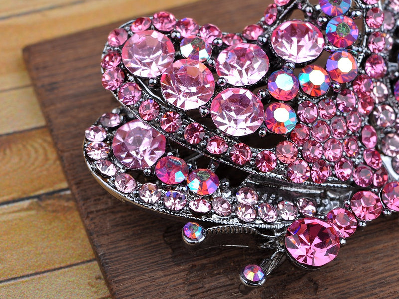 [Australia] - Alilang Golden Tone Blue Green Crystal Rhinestones Butterfly Flying Brooch Pin Pink 