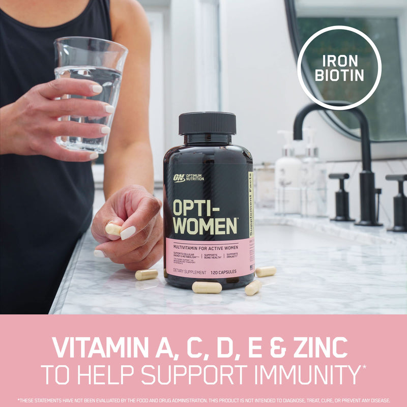 [Australia] - Optimum Nutrition Opti-Women, Vitamin C, Zinc and Vitamin D for Immune Support Womens Daily Multivitamin Supplement with Iron, Capsules, 60 Count 60 Count (Pack of 1) 