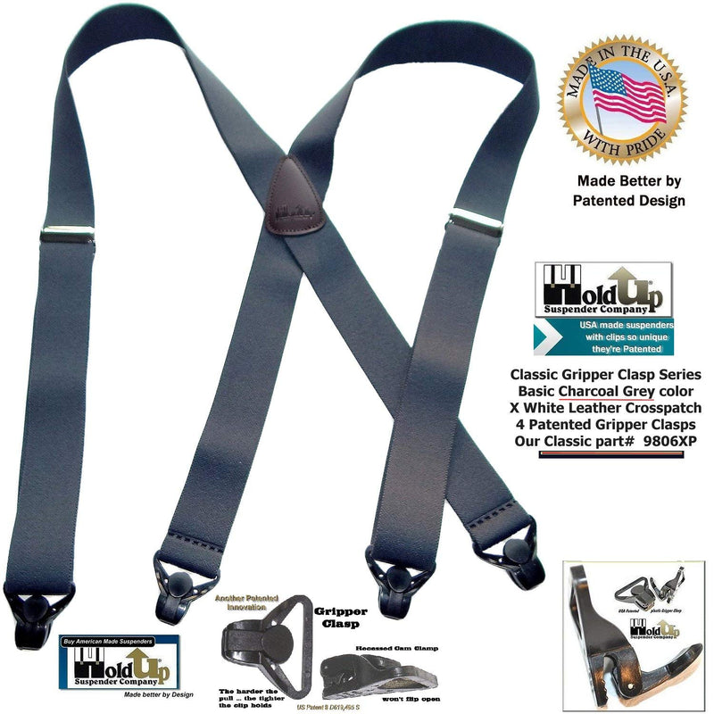 [Australia] - Classic Series HoldUp Suspenders Basic Charcoal Grey X-Back 