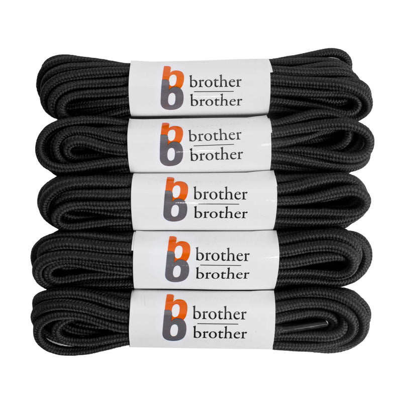 [Australia] - BB BROTHER BROTHER Boot Laces (5 Pairs) of Heavy Duty and Durable Round Shoelaces for Work, Hiking and Walking Boots 47'' Inches (120CM) Black 