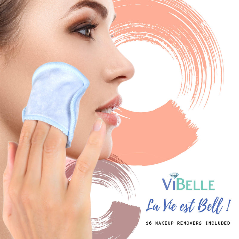 [Australia] - ViBelle Silicone Facial Cleansing Brush Gift Set -Face Cleaner Brush Electric Rechargeable-Face Scrubber Massager for Women Makeup Remover Pads- Travel Makeup Bag 