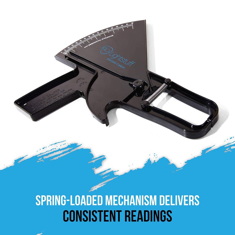 [Australia] - Lightstuff Precision Skinfold Caliper - Easy, Reliable Tool for Monitoring Body Fat - Quick Start Guide for Beginners, Detailed Booklet for Advanced Users - Measures up to 80mm in Skin Fold Thickness 