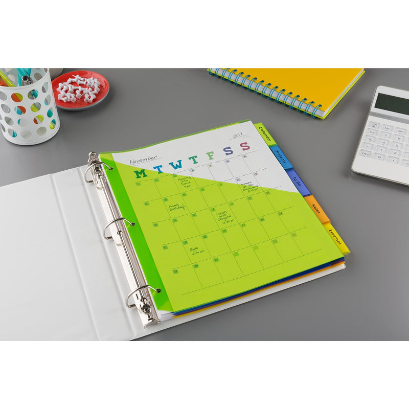 [Australia] - Avery Big Tab Insertable Pocket Plastic Dividers for 3 Ring Binders, 5-Tab Set, Multicolor, 1 Set (11902) 5 Tabs 