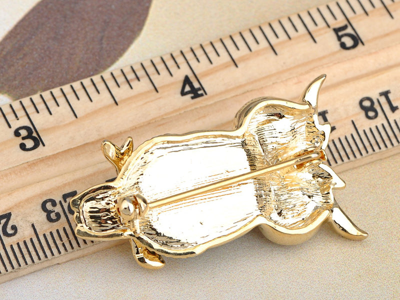 [Australia] - Alilang Ruby Red Crystal Rhinestone Eye Green Golden Tone Foil Bead Owl Bird Pin Brooch 