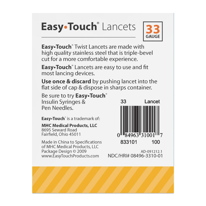 [Australia] - EasyTouch Twist Lancets - 33 G, (100 per Box) 