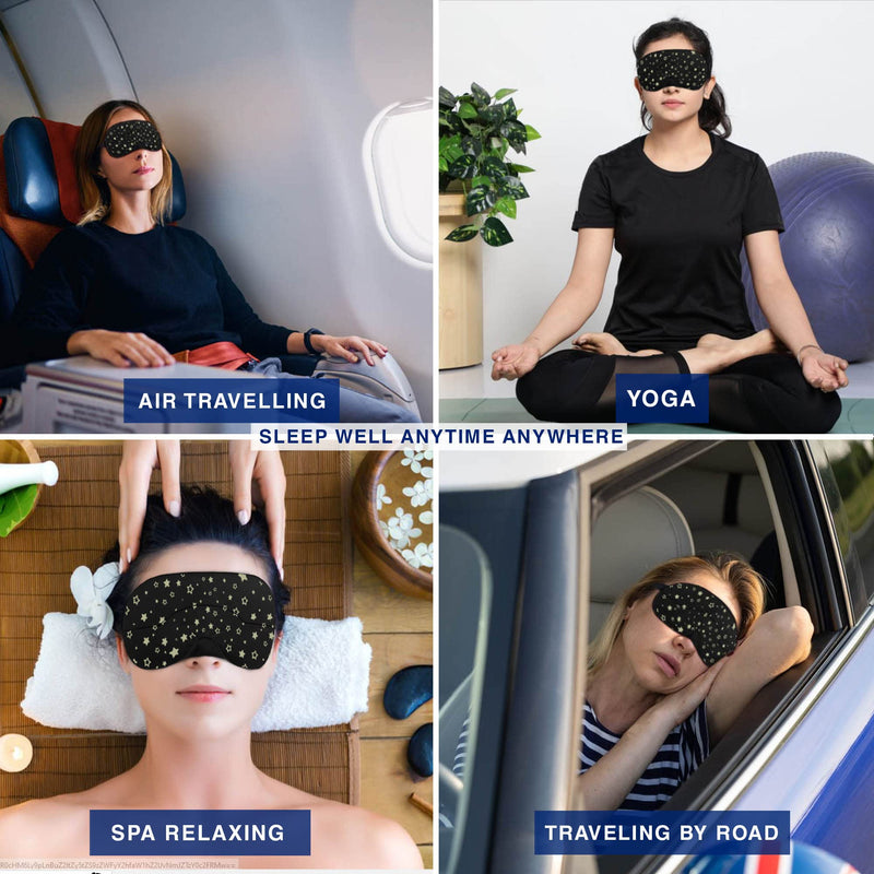 [Australia] - Silk Sleep Mask, Eye Mask for Sleeping, Blindfold Eye Mask, Super Soft Sleep Masks for Women & Men with Adjustable Straps, Sleeping Mask, Blackout Sleep Mask – Black Stars 