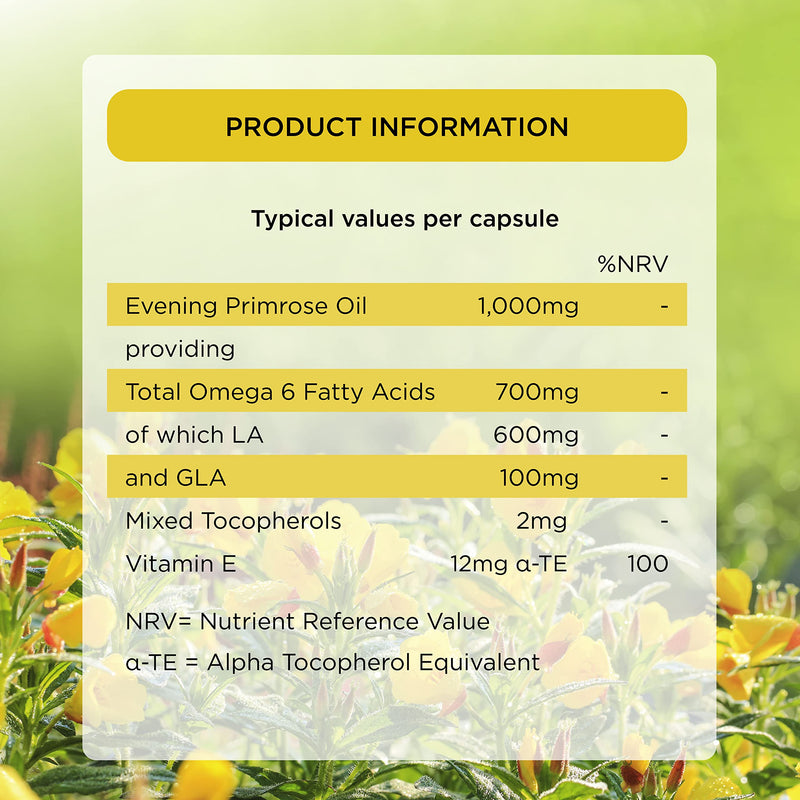 [Australia] - Healthspan Evening Primrose Oil 1,000mg (90 Capsules) | Omega 6 Fatty Acids | Women's Health | Added Vitamin E | Gamma Linolenic Acid & Linoleic Acid | Protects Cells from Oxidative Stress | Vegan 90 Count (Pack of 1) 