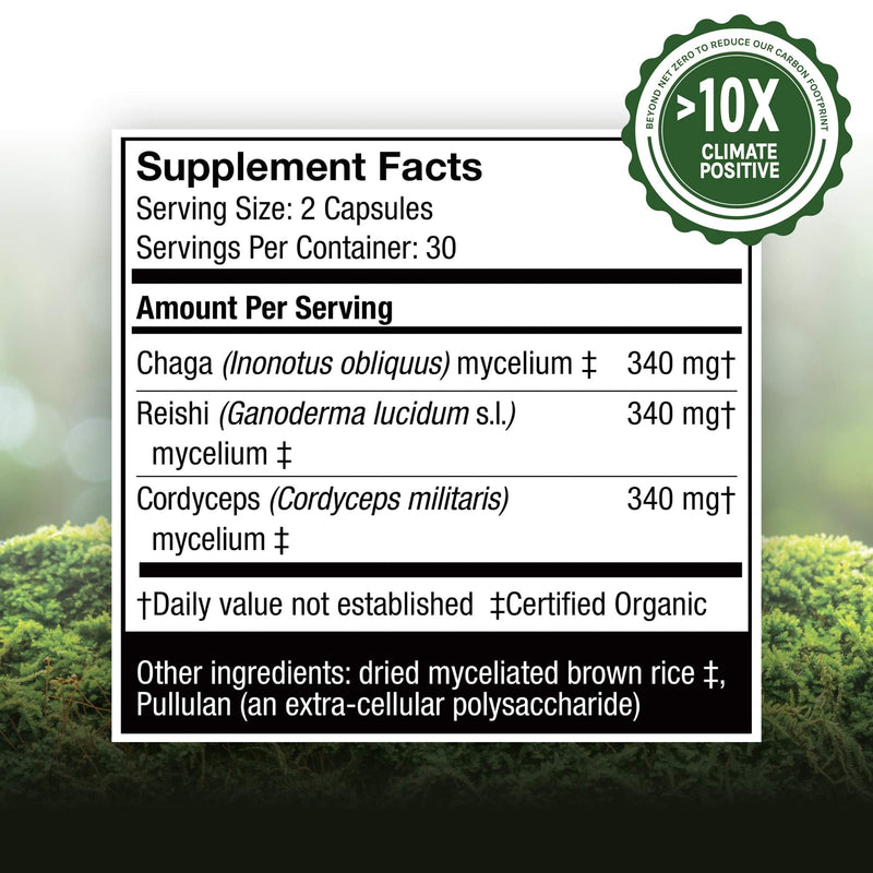 [Australia] - Host Defense, Breathe Capsules, Respiratory Support, Mushroom Supplement with Cordyceps, Reishi and Chaga, Unflavored, 60 60 Count (Pack of 1) Standard Packaging 