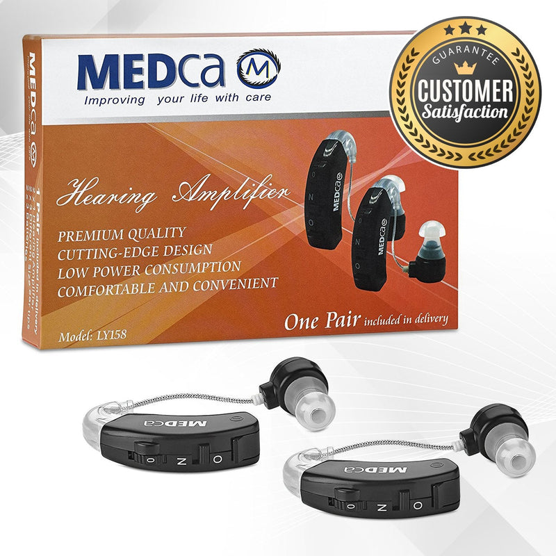 [Australia] - Behind the Ear Sound Amplifier - BTE Hearing Ear Amplification Device and Digital Sound Enhancer PSAD for the Hard of Hearing, Noise Reducing Feature, Black, By MEDca 