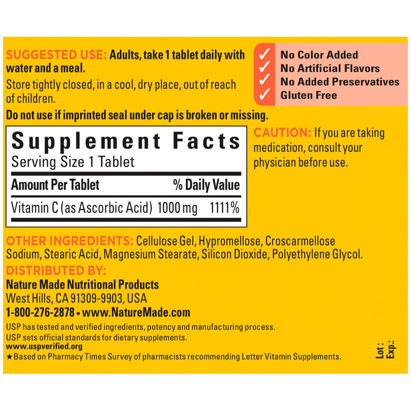 [Australia] - Nature Made Vitamin C 1000 mg, 100 Tablets, Helps Support the Immune System 100 Count (Pack of 1) 