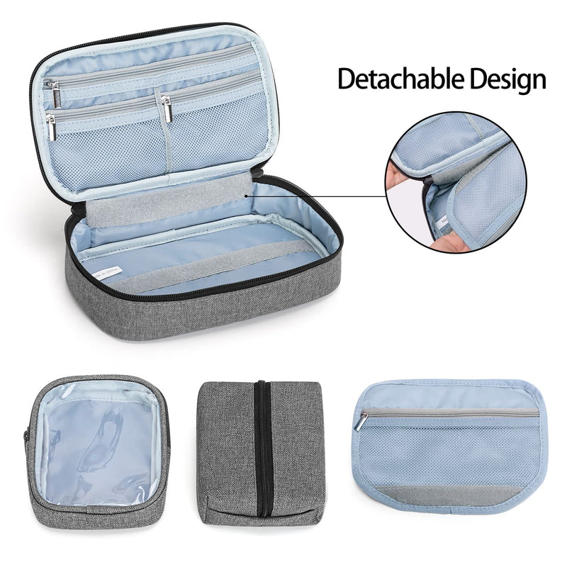 [Australia] - CURMIO Diabetic Supplies Bag for Glucose Meter, Medication, Insulin Pens and Other Diabetes Care Supplies, Diabetes Travel Organizer Case with Detachable Pouches, Gray (Bag Only) 