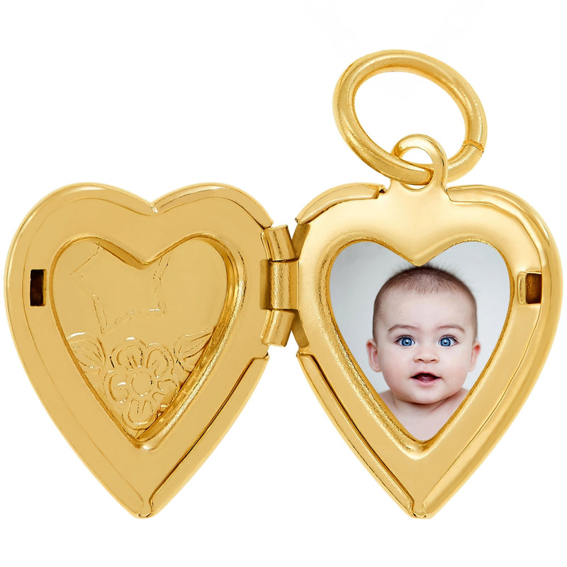 [Australia] - Lifetime Jewelry Tiny Heart Locket Necklace That Holds Pictures - Kids Jewelry Small Photo Locket  - 24k Gold Plated Cute Pendant Necklace for Women and Girls - Choice of Charm With or Without Chain Locket Only 