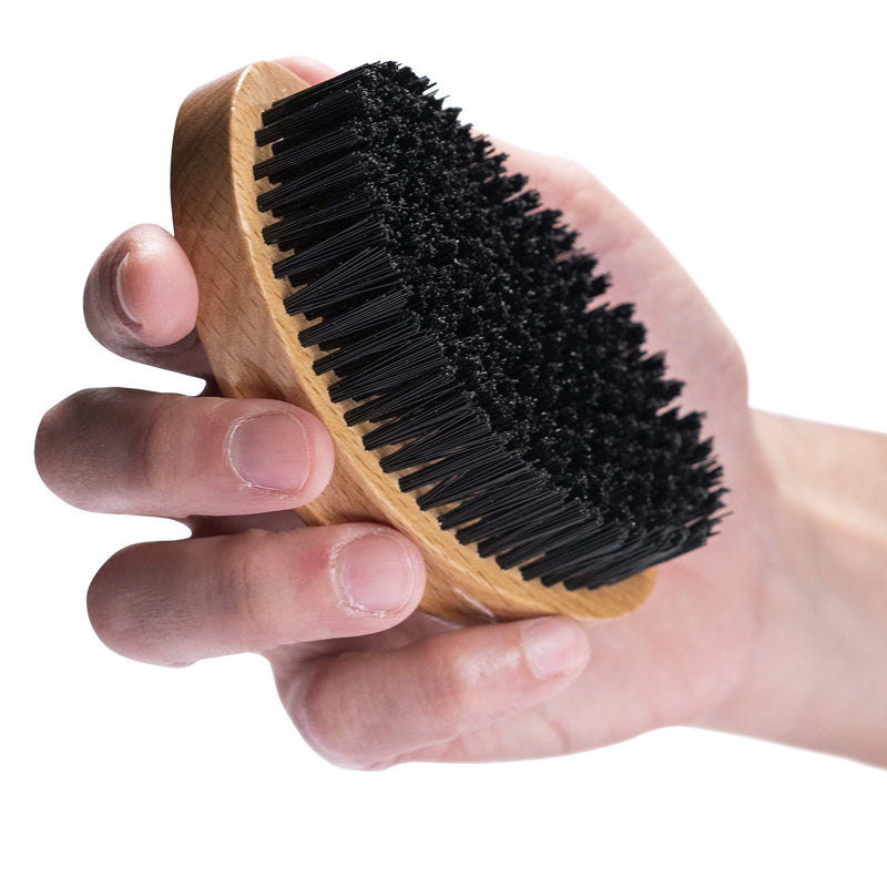 [Australia] - Vegan Friendly Beard Brush For Men - 100% Cruelty Free Non Animal Hair - Top Quality Synthetic Bristle With Natural Beech Wood Handle - Shape And Style Your Beard + Use With Beard Oil, Balm Or Wax 