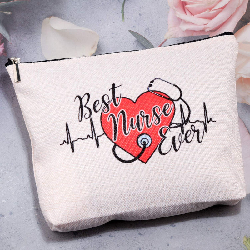 [Australia] - MBMSO Best Nurse Ever Makeup Bag Nurse Gifts Nurse Makeup Pouch Nursing Student Gifts Nurse Cosmetic Bag Travel Bag Nurse Appreciation Gifts Graduation Gifts (Best Nurse Ever Travel Cases) Best Nurse Ever Travel Cases 