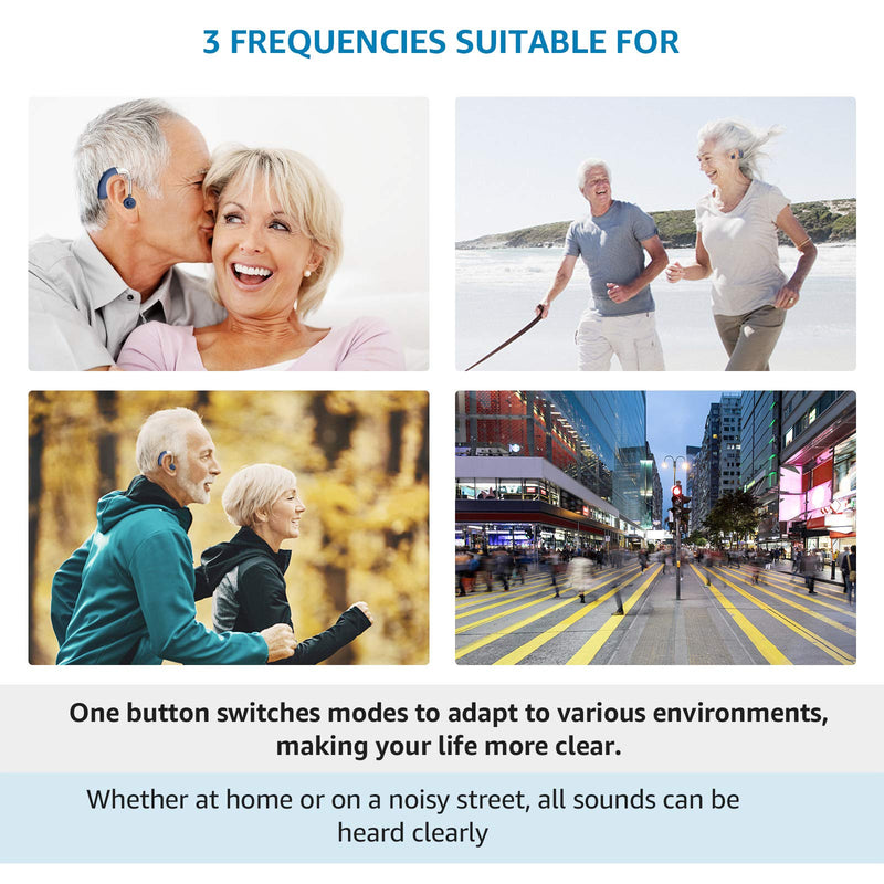 [Australia] - Hearing Aid, Hearing Aid for Seniors Rechargeable Hearing Amplifier with Noise Cancelling for Adults Hearing Loss Digital Ear Hearing Assist Devices with Volume Control Blue 