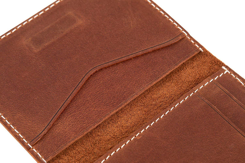 [Australia] - DUEBEL Full-grain Genuine Leather Slim Front Pocket Wallets, Minimalist Thin Card Holder, Card Case Wallet Dbl01-brown With Magnet 