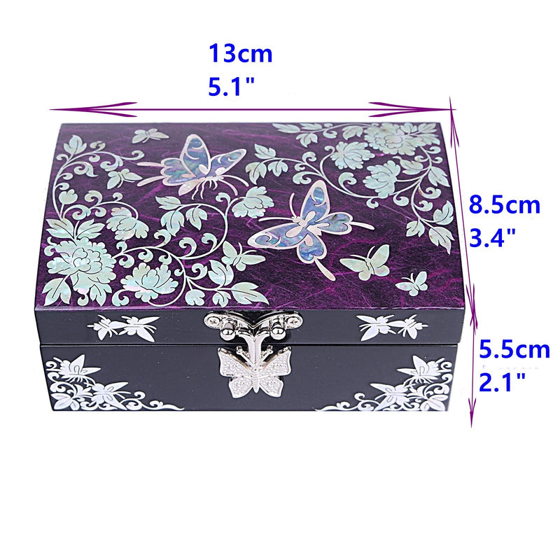 [Australia] - Small Jewelry Boxes Organizer Box Gift Box Mother Of Pearl Korea HJL1001 Purple 