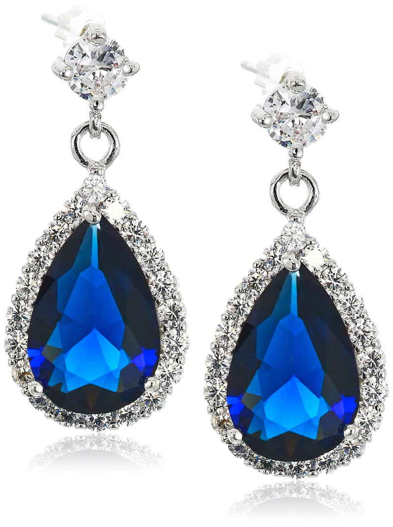 [Australia] - Crystalline Azuria Jewelry Sets for Women - Premium Wedding Jewelry Sets - Bridal Jewelry Set with Necklace and Earring for Bride - Cubic Zirconia Bridesmaid Jewelry - Formal Prom Costume Jewelry Blue 