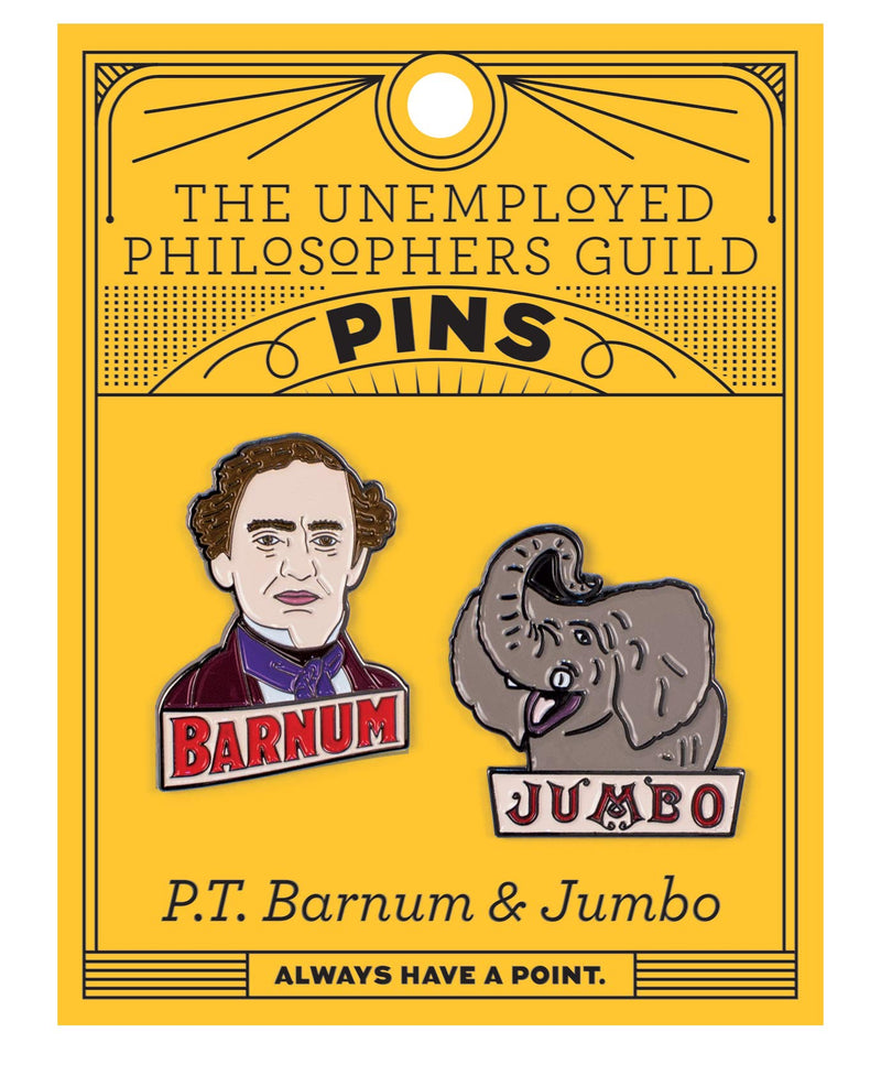 [Australia] - P. T. Barnum and Jumbo The Circus Elephant Enamel Pin Set - 2 Unique Colored Metal Lapel Pins 
