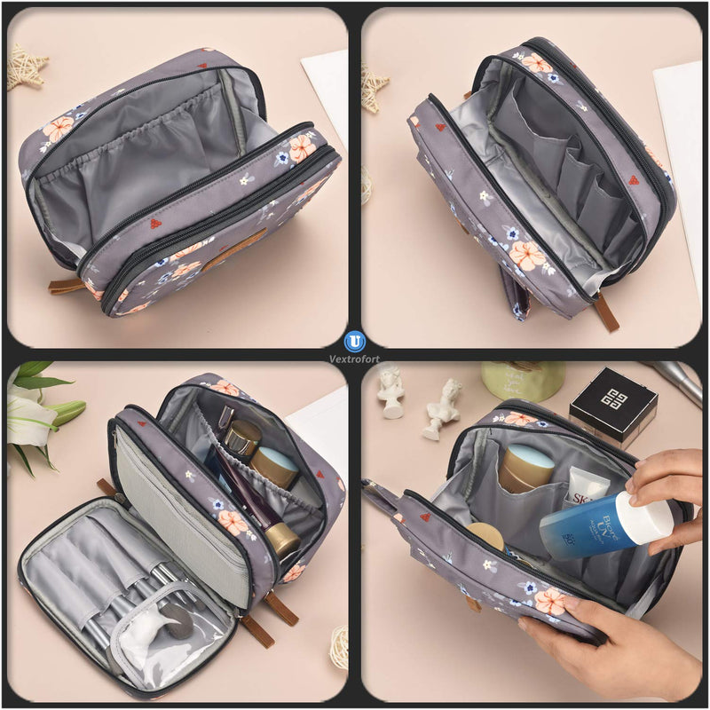 [Australia] - Small Makeup Bag for Purse Travel Cosmetic Bags for Women with Brush Organizer and Detachable Handle Waterproof (Gray) Gray 