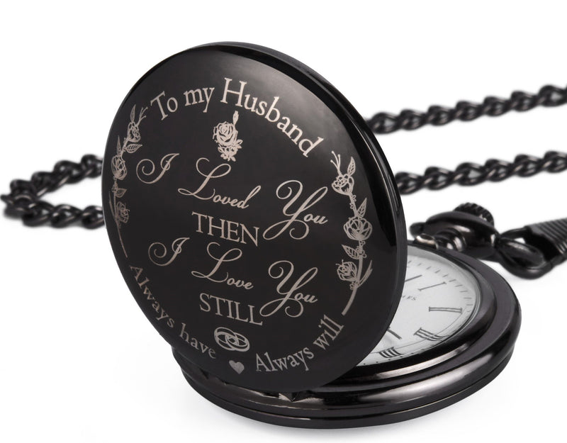 [Australia] - Anniversary Gifts for Him I Anniversary Gift for Husband - Engraved ‘To my Husband’ Pocket Watch | I Love You Gift for Husband for Birthday I Valentines I Anniversary Gift for Men 