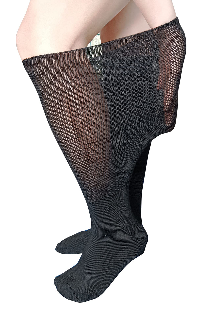 [Australia] - VEIGIKE Extra Wide Lymphedema Bariatric Socks Knee High Replacemen Sock Liner for Air Cam Walkers Brace Orthopedics Cast Boot Men Women, Black-2pairs, One Size 