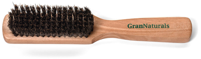 [Australia] - GranNaturals Mens Boar Bristle Hairbrush - Natural Wooden Club Style Hair Brush - Styling Beard Brush for Men with Thin or Thick Hair 