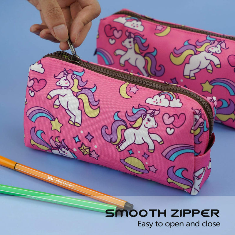 [Australia] - Unicorn Canvas Pencil Case Pen Bag Pouch Stationary Case Makeup Cosmetic Bag Pink 