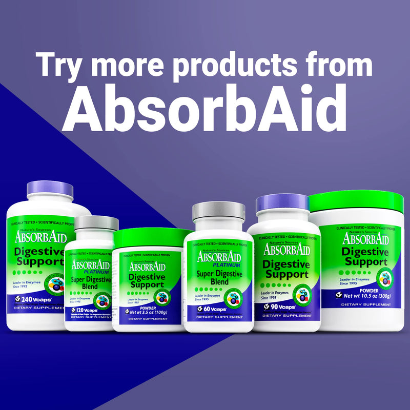 [Australia] - AbsorbAid Platinum Digestive Enzyme Support 60 vCaps, 12 Digestive Enzymes Plus 2 Probiotics for Maximum Relief! 