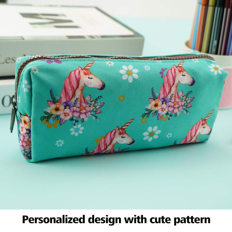 [Australia] - LParkin Cute Unicorn Large Capacity Canvas Pencil Case Gadget Pen Bag Pouch Stationary Case Makeup Cosmetic Bag Kawaii Box (Unicorn) 