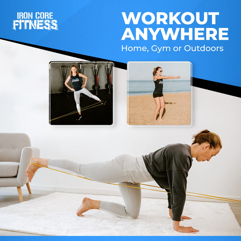 [Australia] - Iron Core Fitness Resistance Bands for Pull Up Assist- Strength Power Flexibility Training at Home or Gym. Ebooks and Workout Chart Included. #1 Yellow 