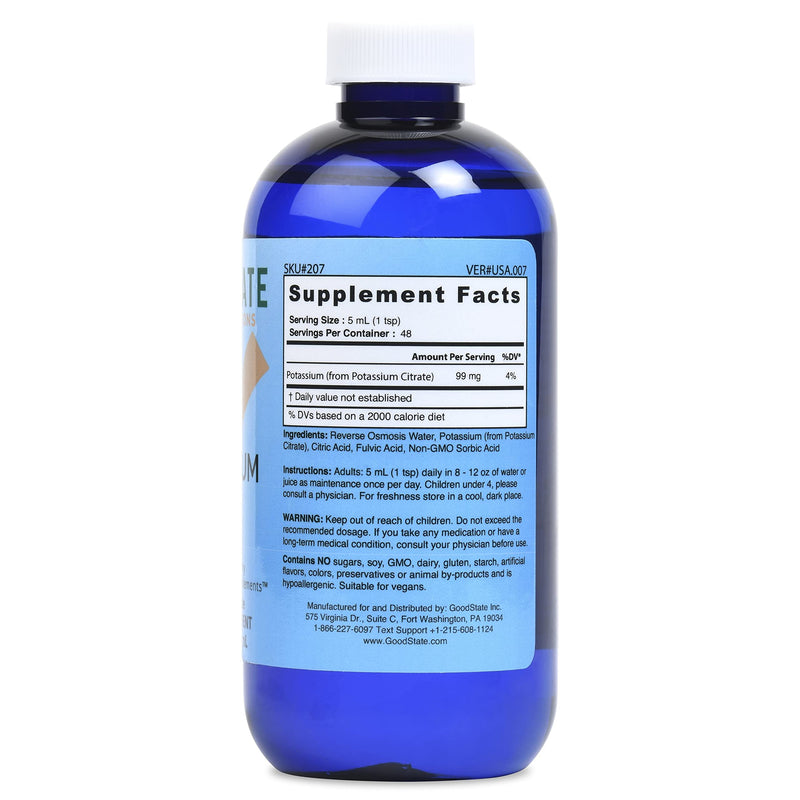 [Australia] - Good State | Ionic Potassium | Natural | Nano Sized Mineral Technology | Professional Grade | Supports Healthy Energy Levels | 60 Servings | 8 Fl oz Bottle 