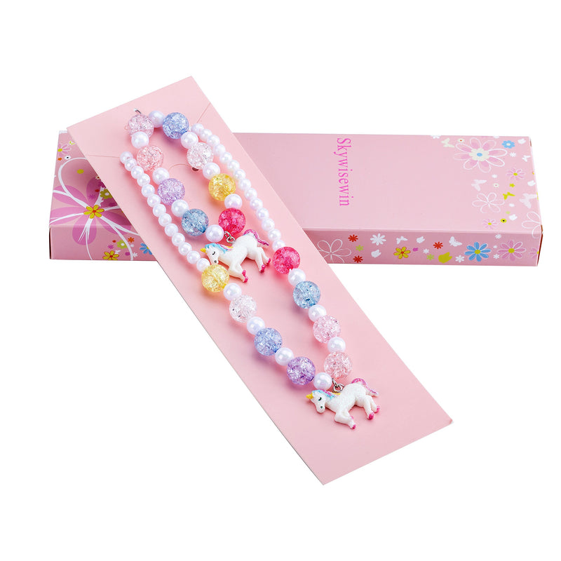 [Australia] - SkyWiseWin Chunky Jewelry Necklace and Bracelet Set for Girls Little Kids pearl necklace 