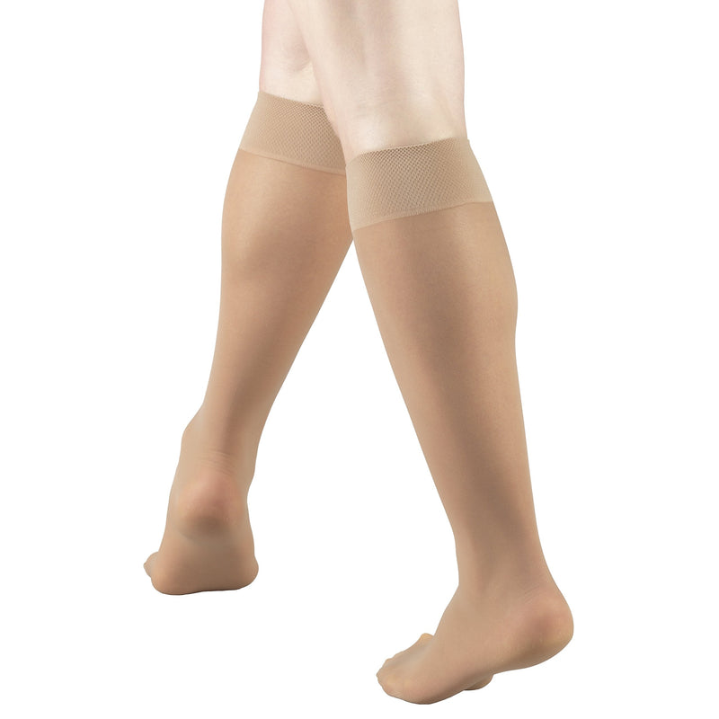 [Australia] - Truform Sheer Compression Stockings, 8-15 mmHg, Women's Knee High Length, 20 Denier, Beige, Large Large (1 Pair) 