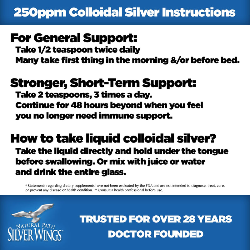 [Australia] - Natural Path Silver Wings Colloidal Silver 250ppm Enhanced Immune Support Supplement - 4 Fl. Oz. 