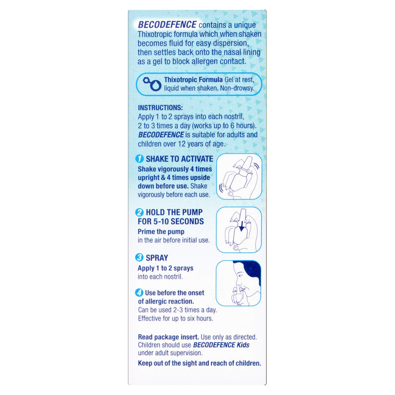 [Australia] - Becodefence, Nasal Spray – AllergyHay Fever Defence from the First Signs of Symptoms – Gets to Work in 3 Minutes NonDrowsy 120 Sprays, 20 ml Adult 